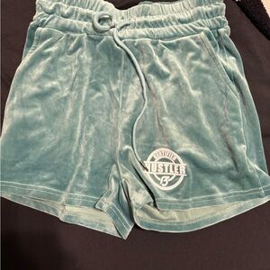 Hustler Hollywood Women's Velour Athletic Shorts - Teal